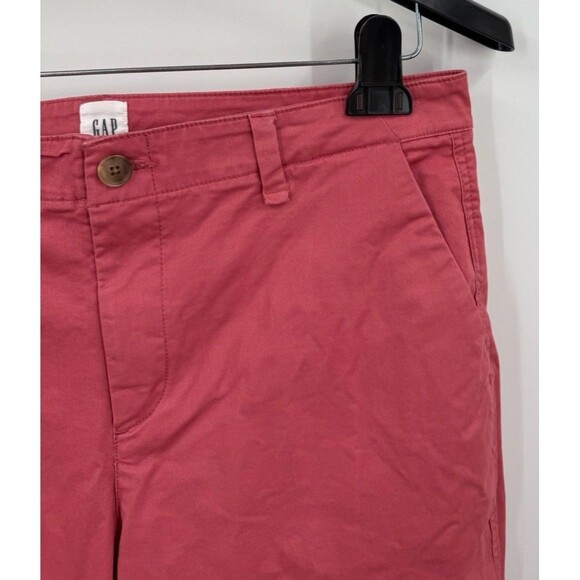 Gap Girlfriend Khaki 12 Pink Red Women's Straight Leg Cotton Stretch Mid-Rise - Picture 2 of 8